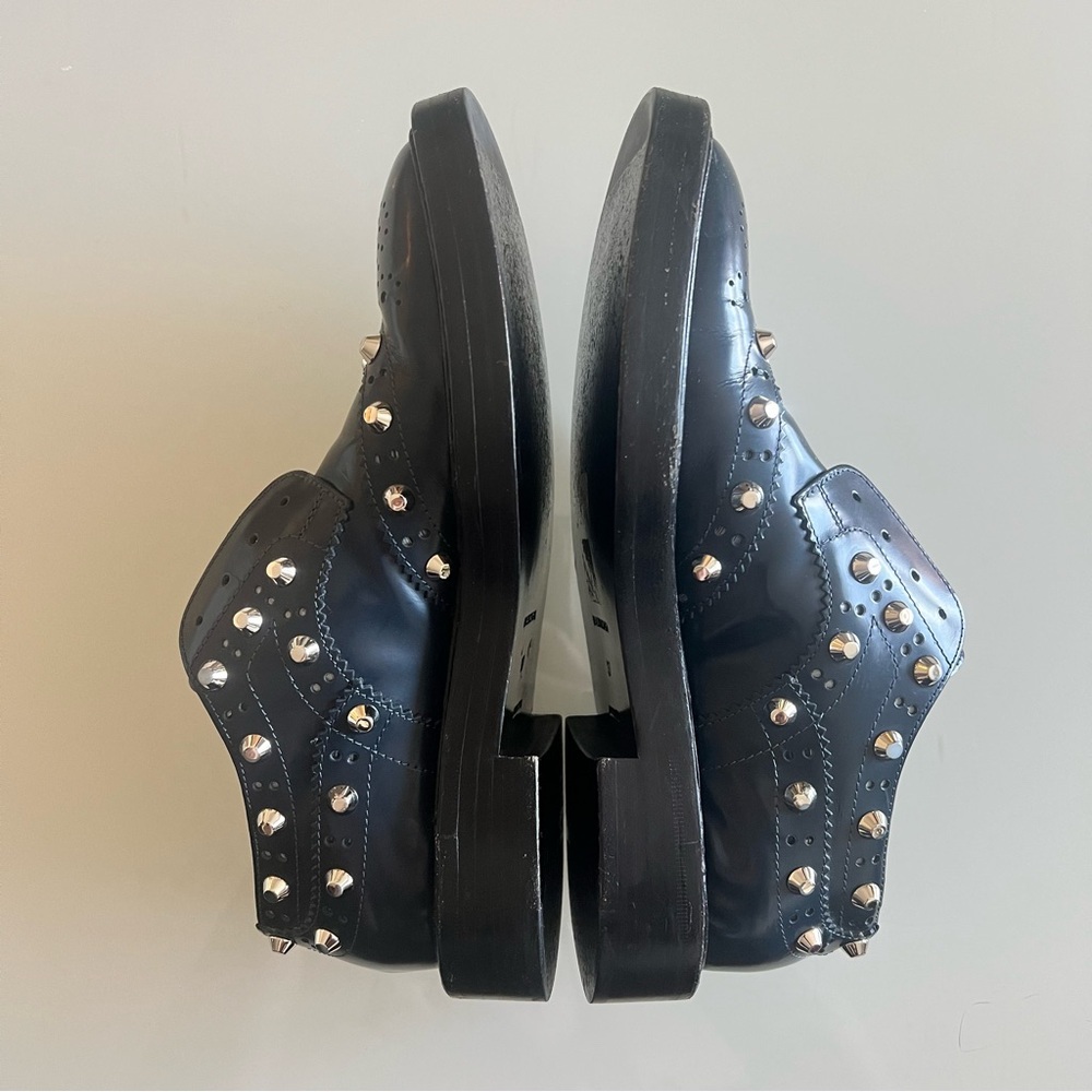 BALENCIAGA Studded Wingtip Platform Loafers Blue Leather Shoes - Picture 5 of 15